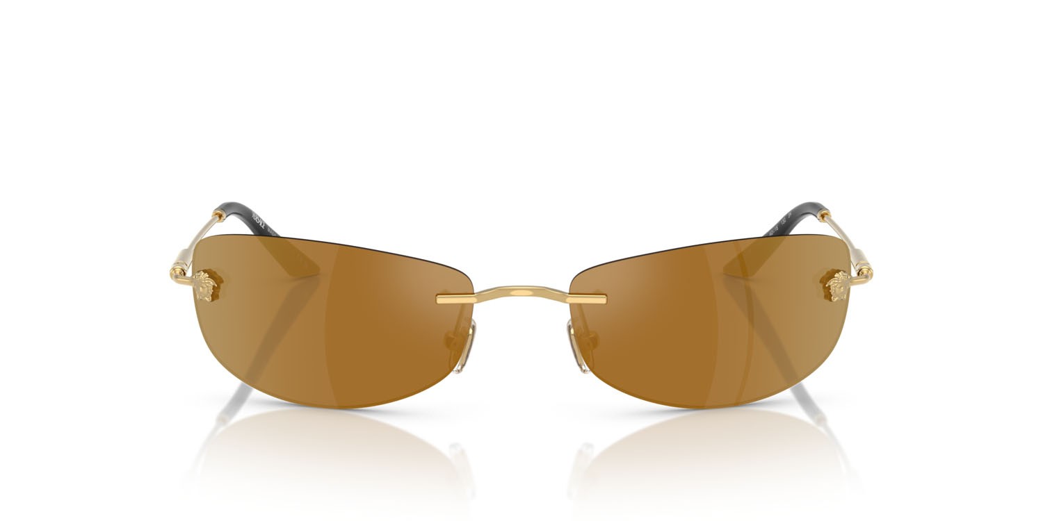 Occhiali da sole Versace VE 2279 (10027I) colore oro forma rettangolare lenti bronze mirror gold