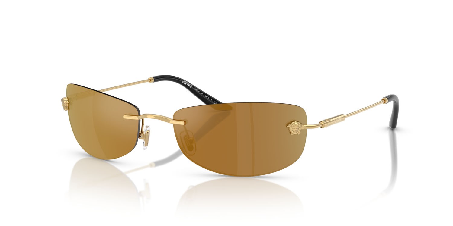 Occhiali da sole Versace VE 2279 (10027I) colore oro forma rettangolare lenti bronze mirror gold