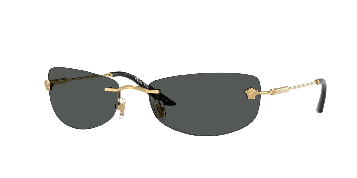 Sunglasses Versace VE 2279 (100287) color oro shape rectangle lenses grigio scuro