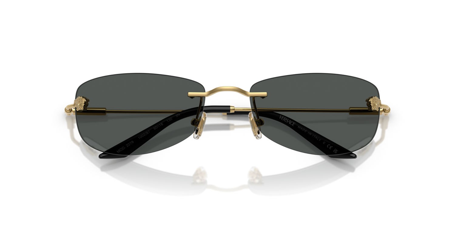 Sunglasses Versace VE 2279 (100287) color oro shape rectangle lenses grigio scuro
