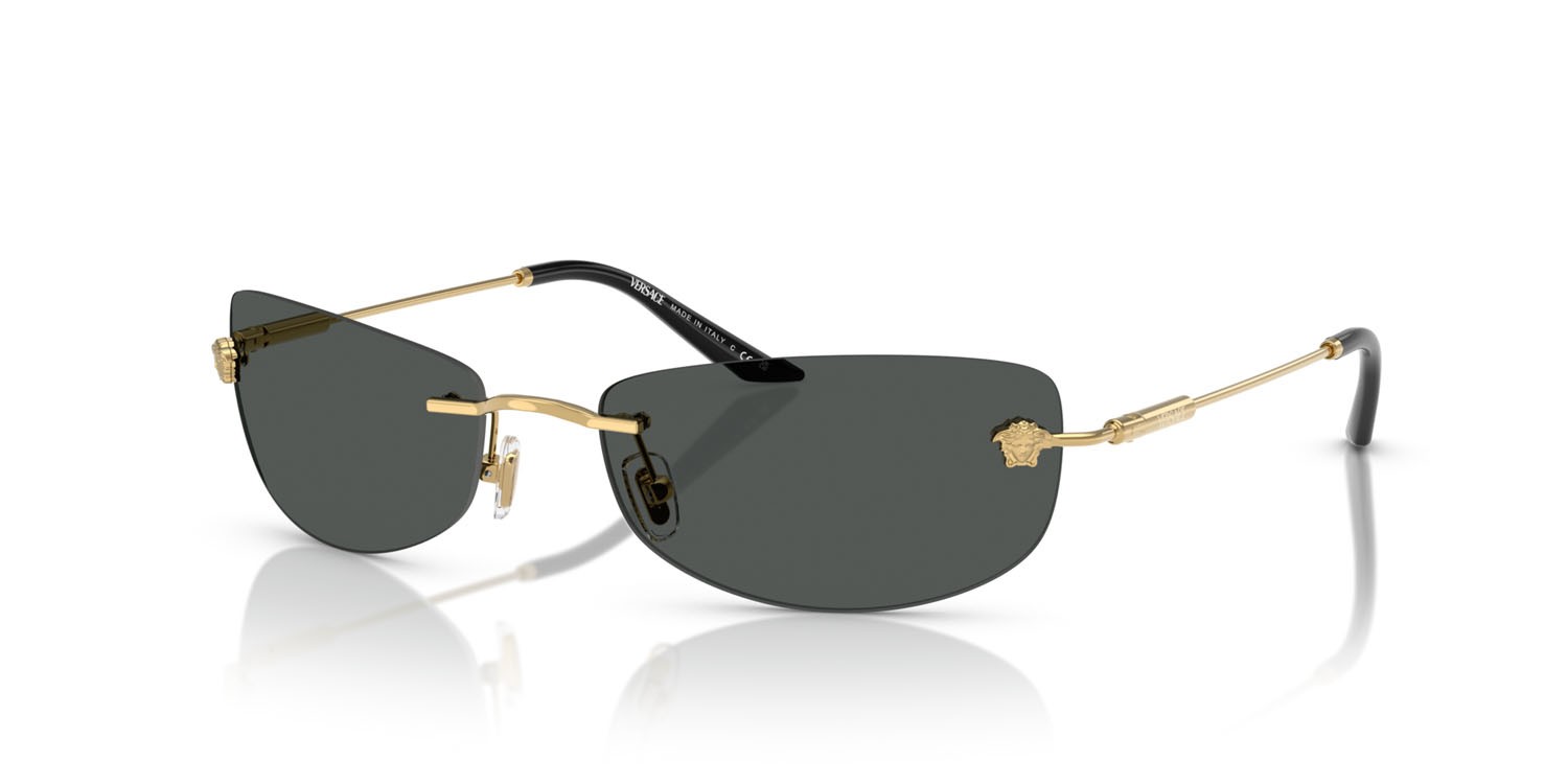Sunglasses Versace VE 2279 (100287) color oro shape rectangle lenses grigio scuro