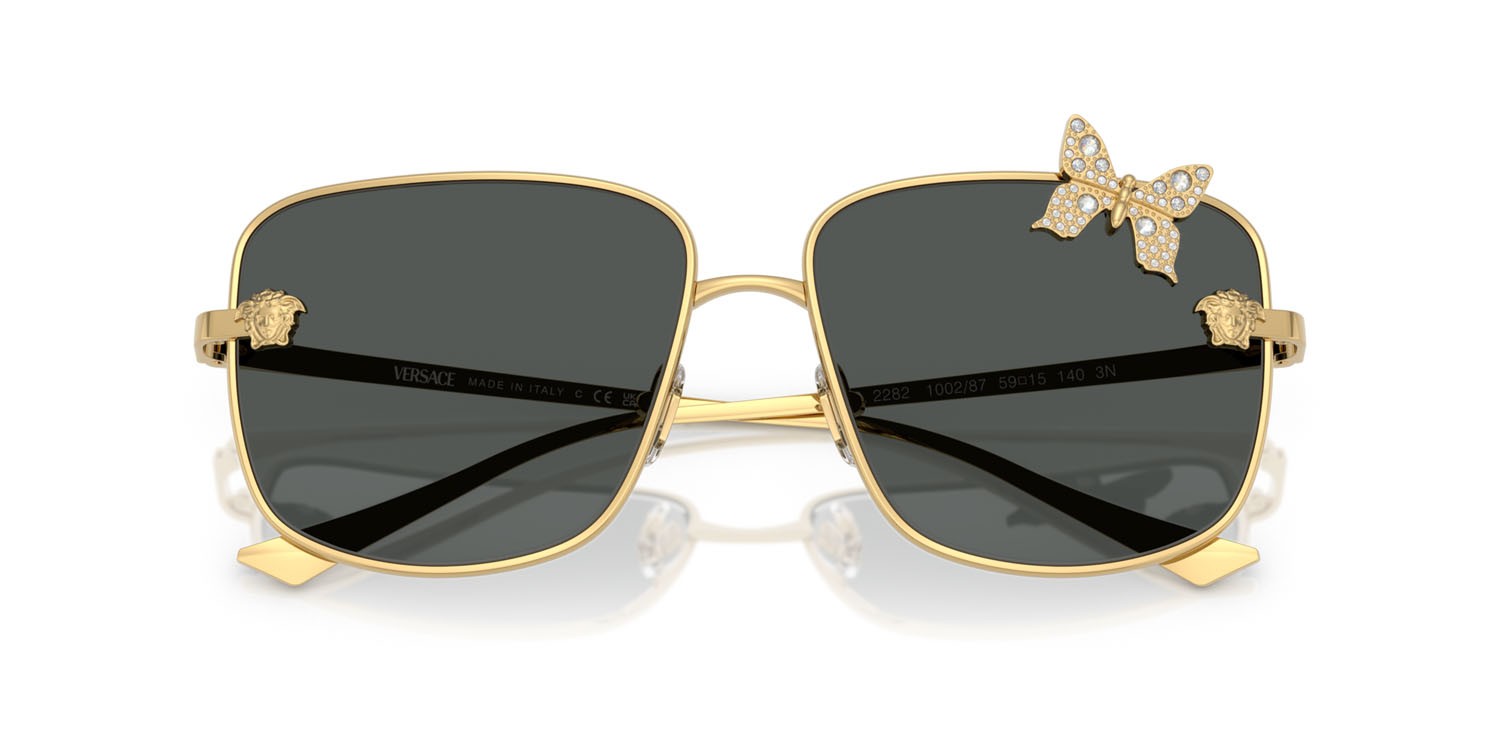 Occhiali da sole Versace VE 2282 (100287) colore oro forma quadrato lenti grigio scuro