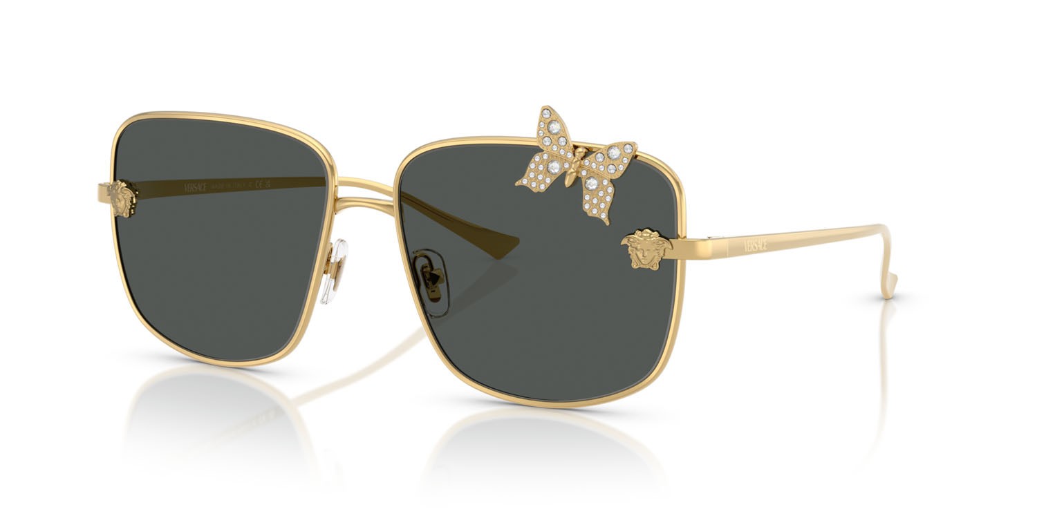 Occhiali da sole Versace VE 2282 (100287) colore oro forma quadrato lenti grigio scuro