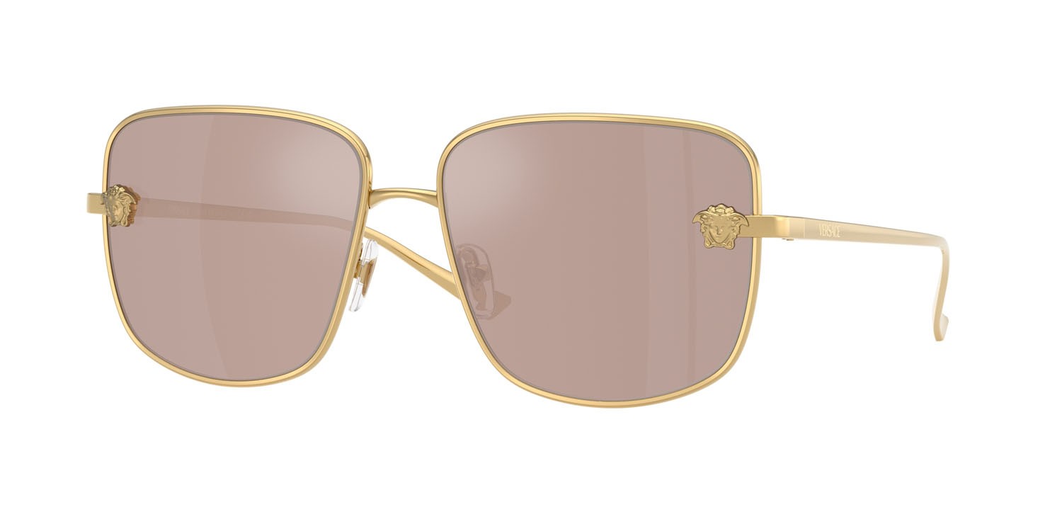 Occhiali da sole Versace VE 2282 (1002/5) colore oro forma quadrato lenti light pink mirror silver