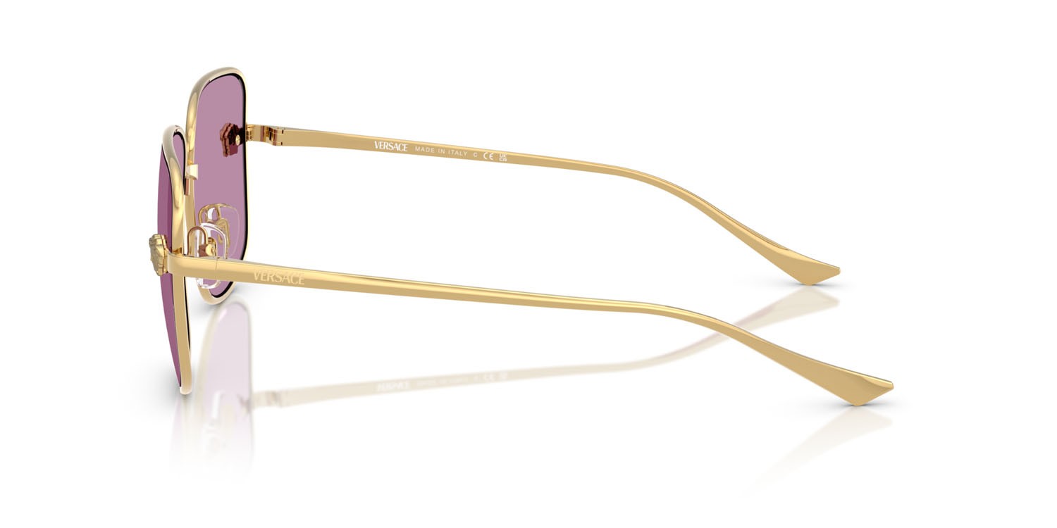 Occhiali da sole Versace VE 2282 (1002AK) colore oro forma quadrato lenti violetto scuro con specchiatura argento interna