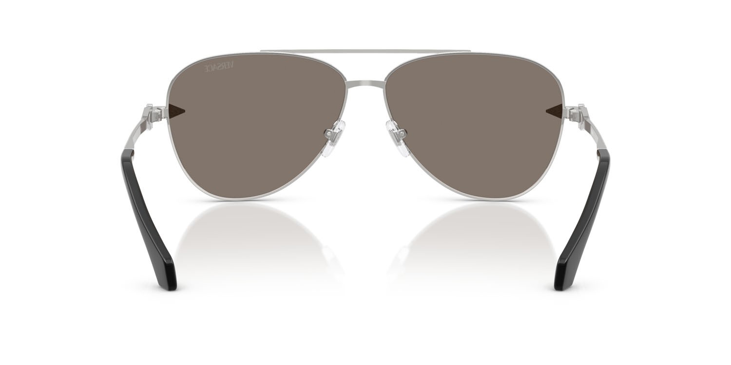 Occhiali da sole Versace VE 2283 (10006G) colore argento forma aviator lenti grigio chiaro specchiato argento 80