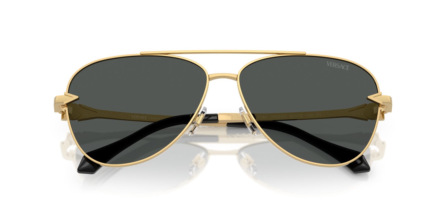 Occhiali da sole Versace VE 2283 (100287) colore oro forma aviator lenti grigio scuro