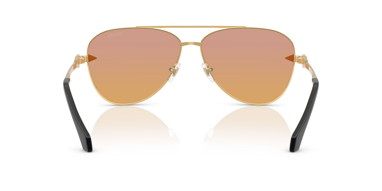 Occhiali da sole Versace VE 2283 (1002EL) colore oro forma aviator lenti arancione trasparente 50%/rosa scuro