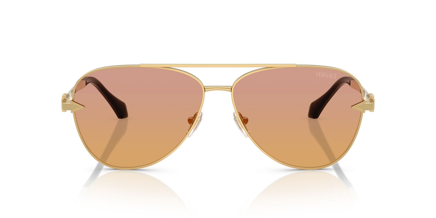 Occhiali da sole Versace VE 2283 (1002EL) colore oro forma aviator lenti arancione trasparente 50%/rosa scuro