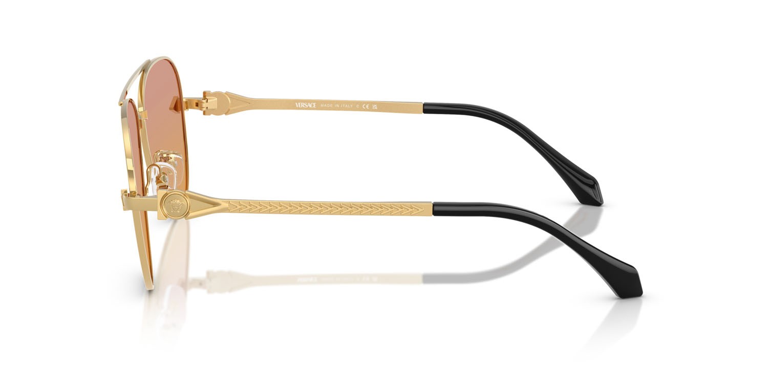 Occhiali da sole Versace VE 2283 (1002EL) colore oro forma aviator lenti arancione trasparente 50%/rosa scuro