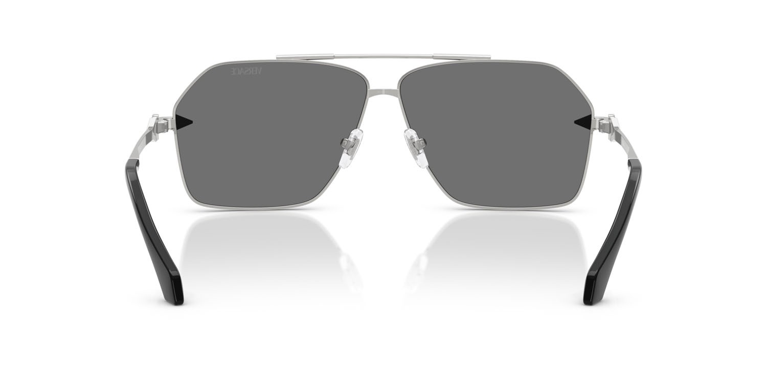 Occhiali da sole Versace VE 2284 (10006G) colore argento forma aviator lenti grigio argento specchiato