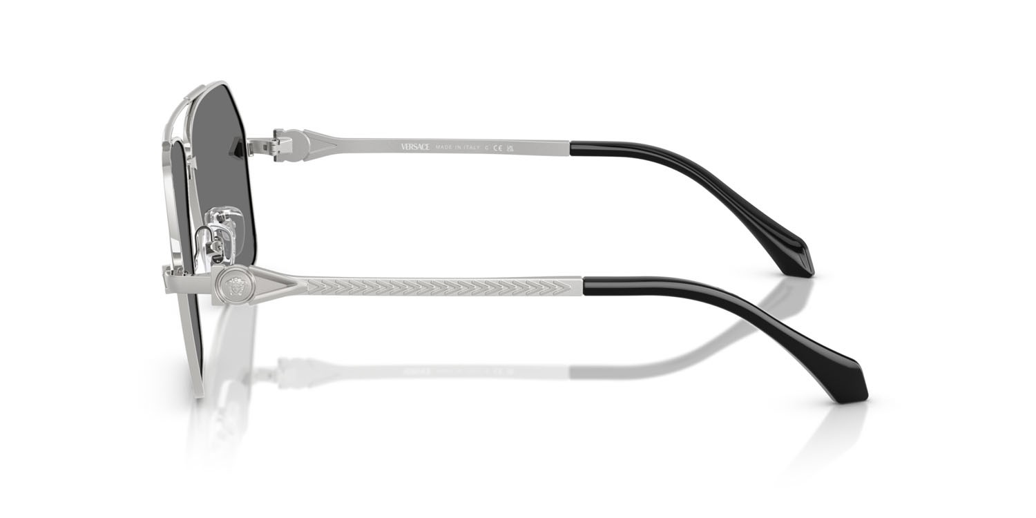 Occhiali da sole Versace VE 2284 (10006G) colore argento forma aviator lenti grigio argento specchiato