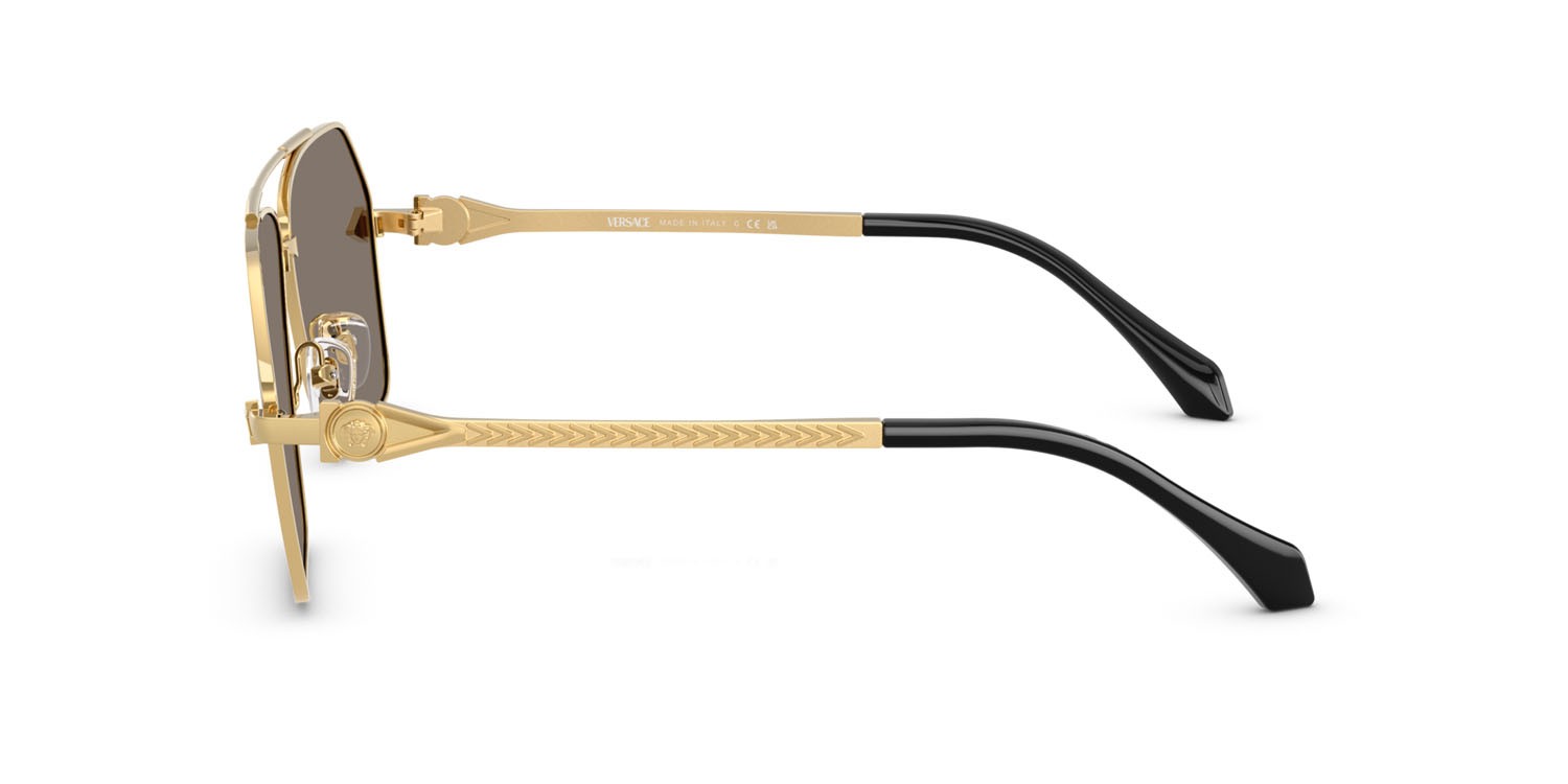 Occhiali da sole Versace VE 2284 (10026G) colore oro forma aviator lenti grigio chiaro specchiato argento