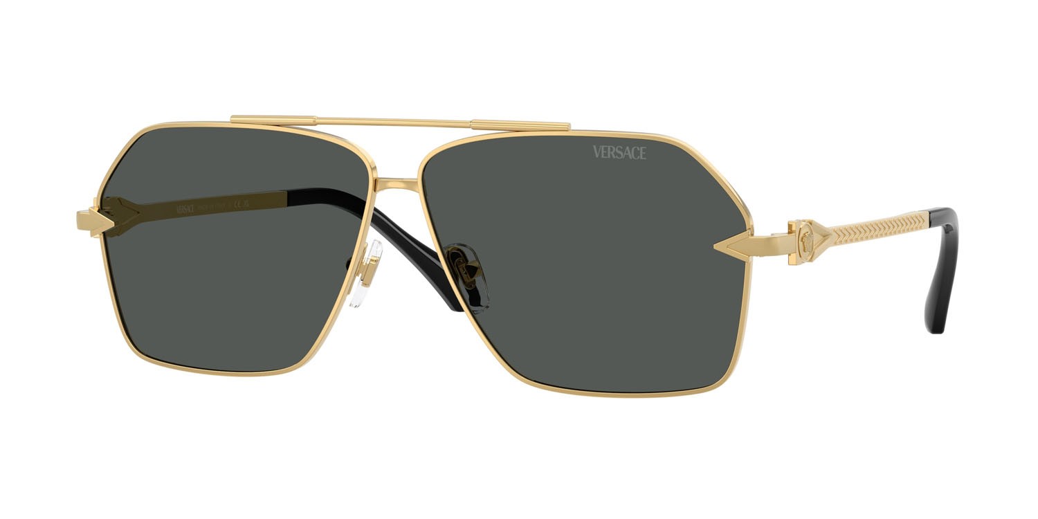 Occhiali da sole Versace VE 2284 (100287) colore oro forma aviator lenti grigio scuro