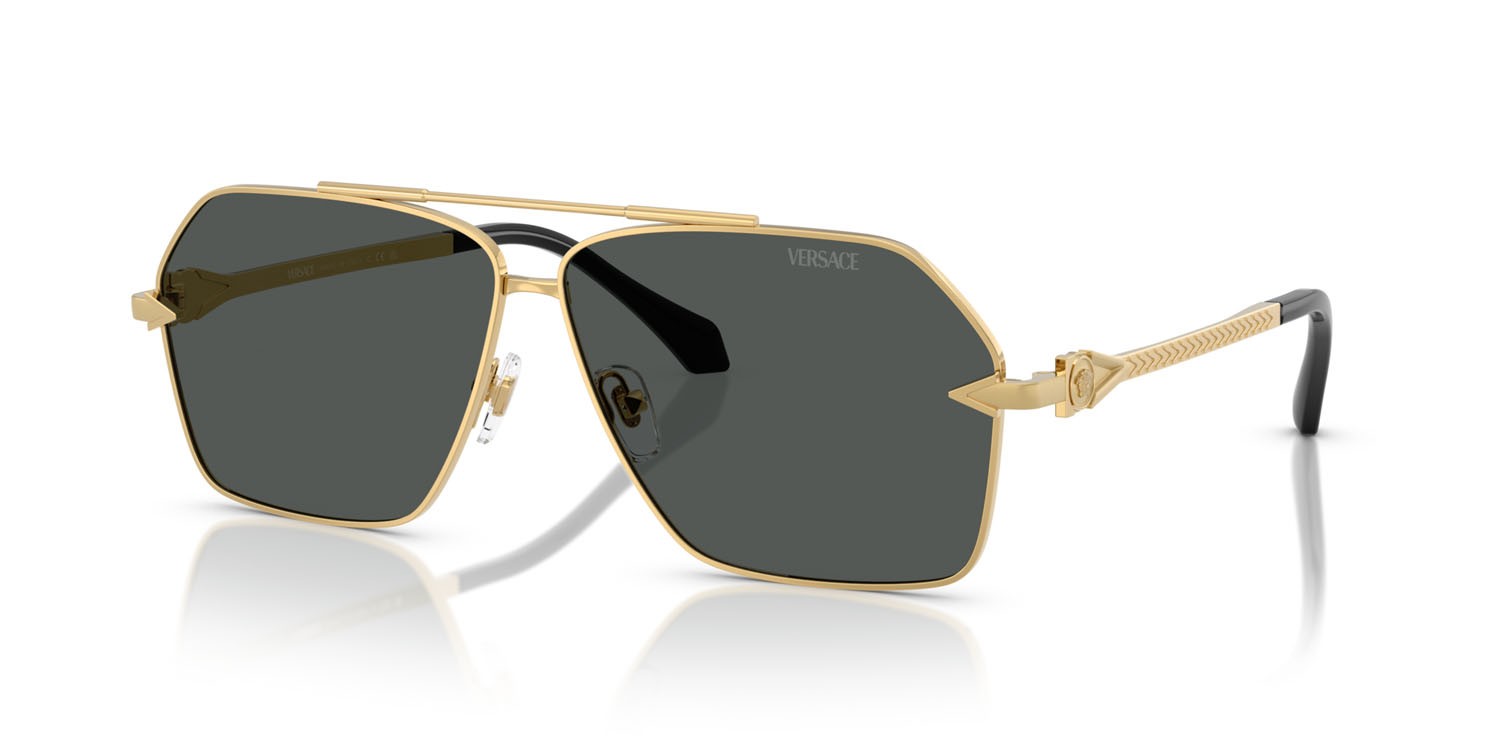 Occhiali da sole Versace VE 2284 (100287) colore oro forma aviator lenti grigio scuro