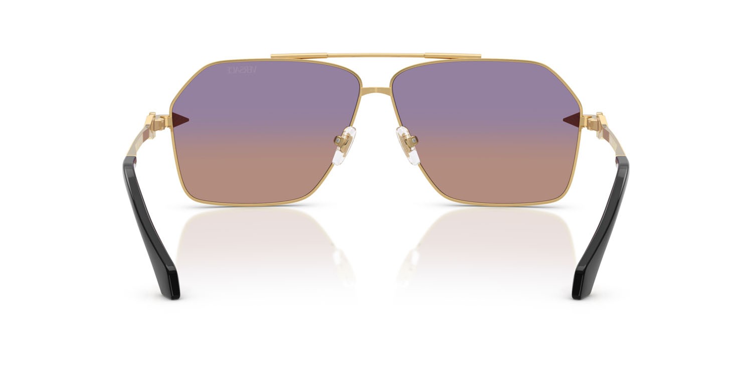 Occhiali da sole Versace VE 2284 (1002EL) colore oro forma aviator lenti viola arancione sfumato trasparente 50%