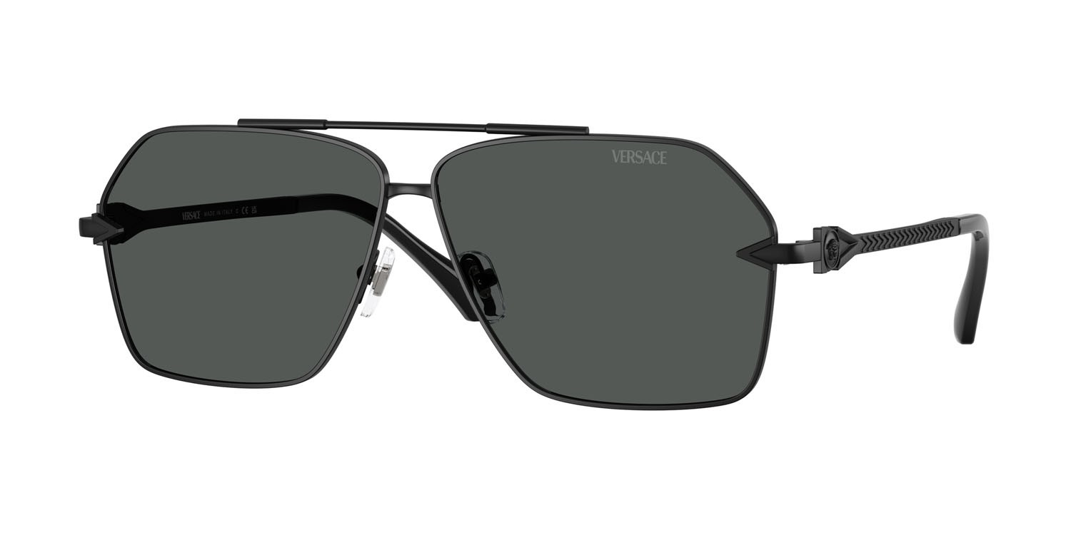 Occhiali da sole Versace VE 2284 (143687) colore nero opaco forma aviator lenti grigio scuro