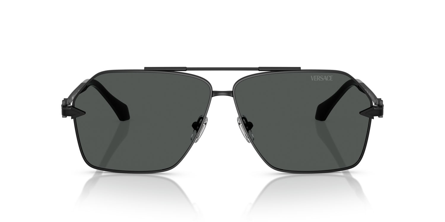 Occhiali da sole Versace VE 2284 (143687) colore nero opaco forma aviator lenti grigio scuro