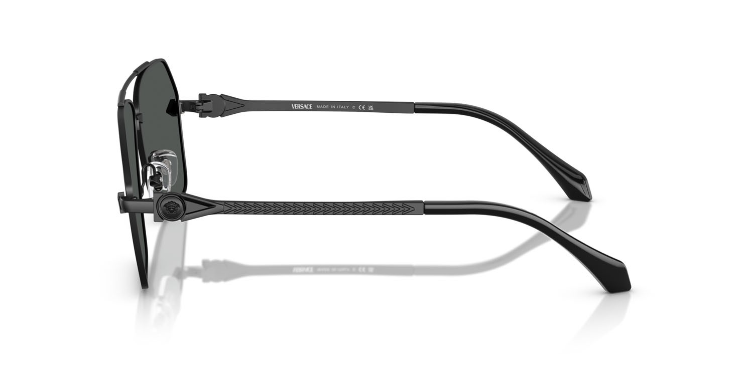 Occhiali da sole Versace VE 2284 (143687) colore nero opaco forma aviator lenti grigio scuro