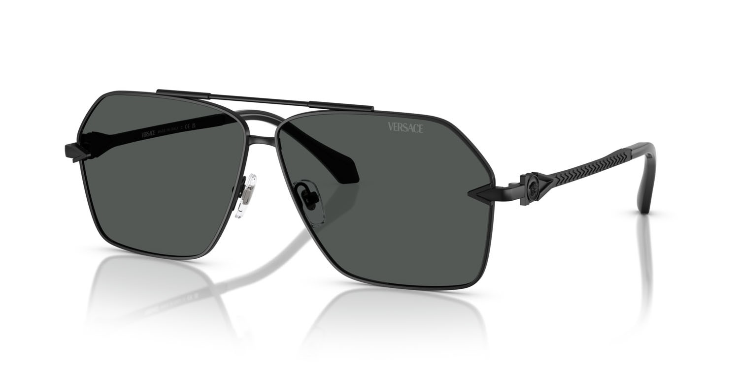 Occhiali da sole Versace VE 2284 (143687) colore nero opaco forma aviator lenti grigio scuro