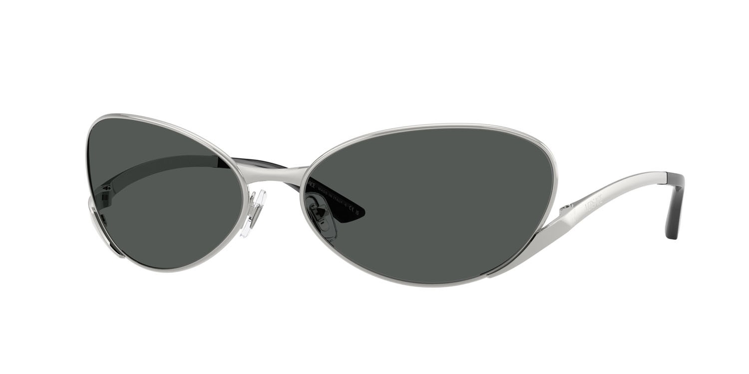 Occhiali da sole Versace VE 2285 (100087) colore argento forma ovale lenti grigio scuro