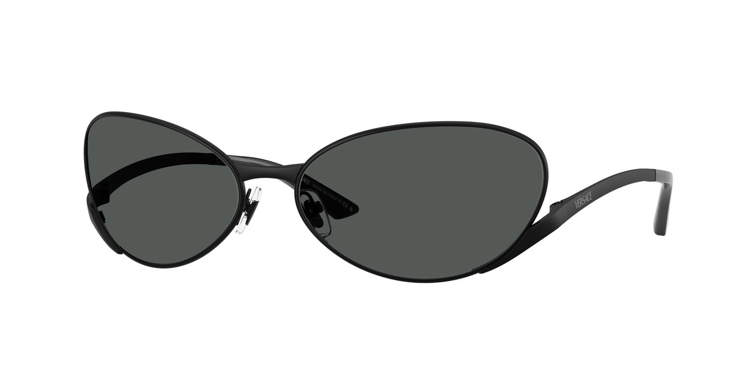 Occhiali da sole Versace VE 2285 (143687) colore nero opaco forma ovale lenti grigio scuro