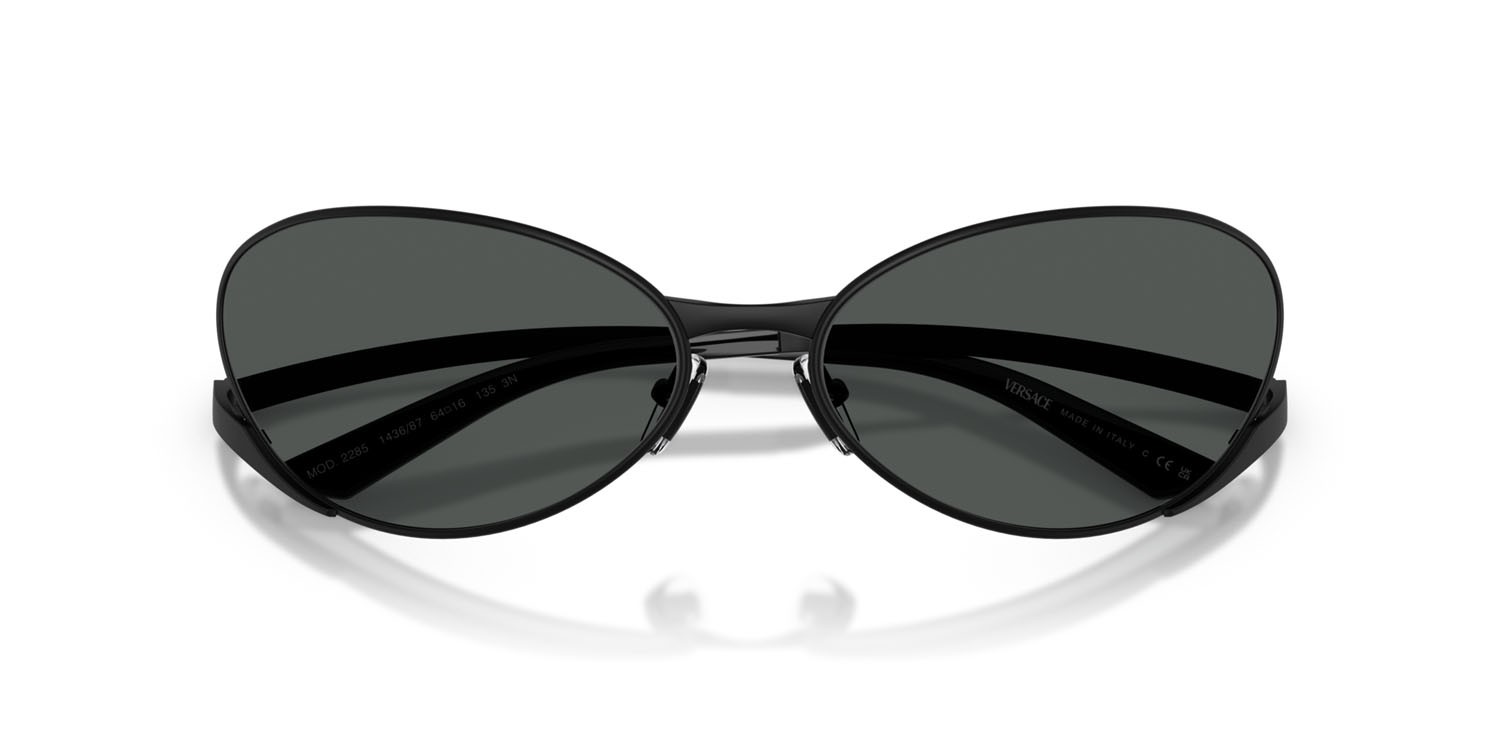Occhiali da sole Versace VE 2285 (143687) colore nero opaco forma ovale lenti grigio scuro