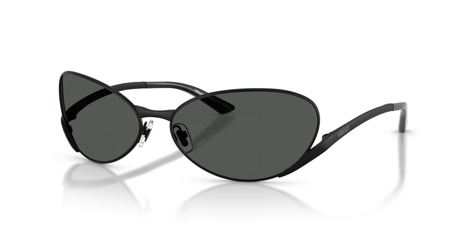 Occhiali da sole Versace VE 2285 (143687) colore nero opaco forma ovale lenti grigio scuro