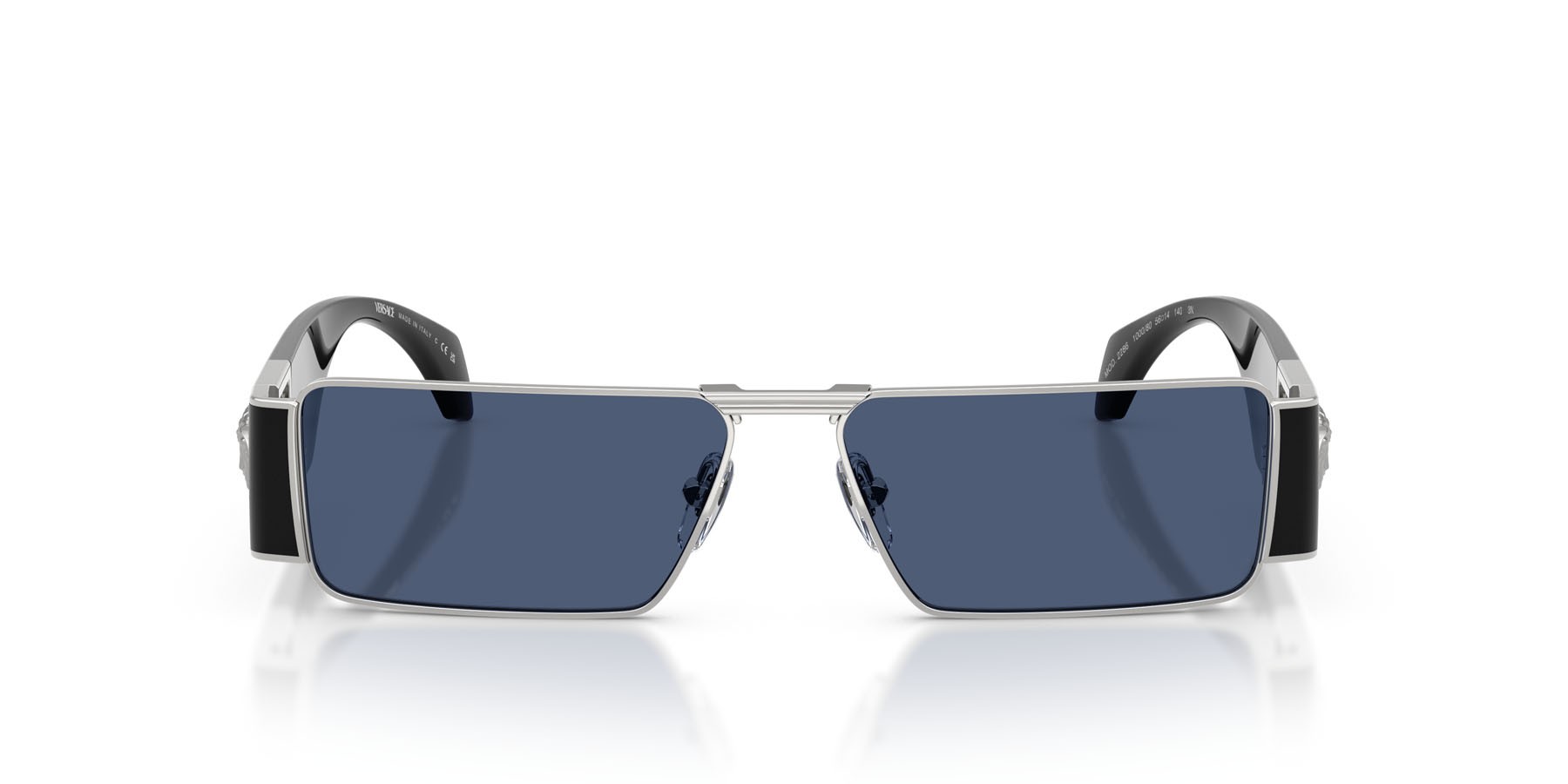 Sonnenbrillen Versace VE 2286 (100080) farbe argento form rechteckig gläser blu scuro