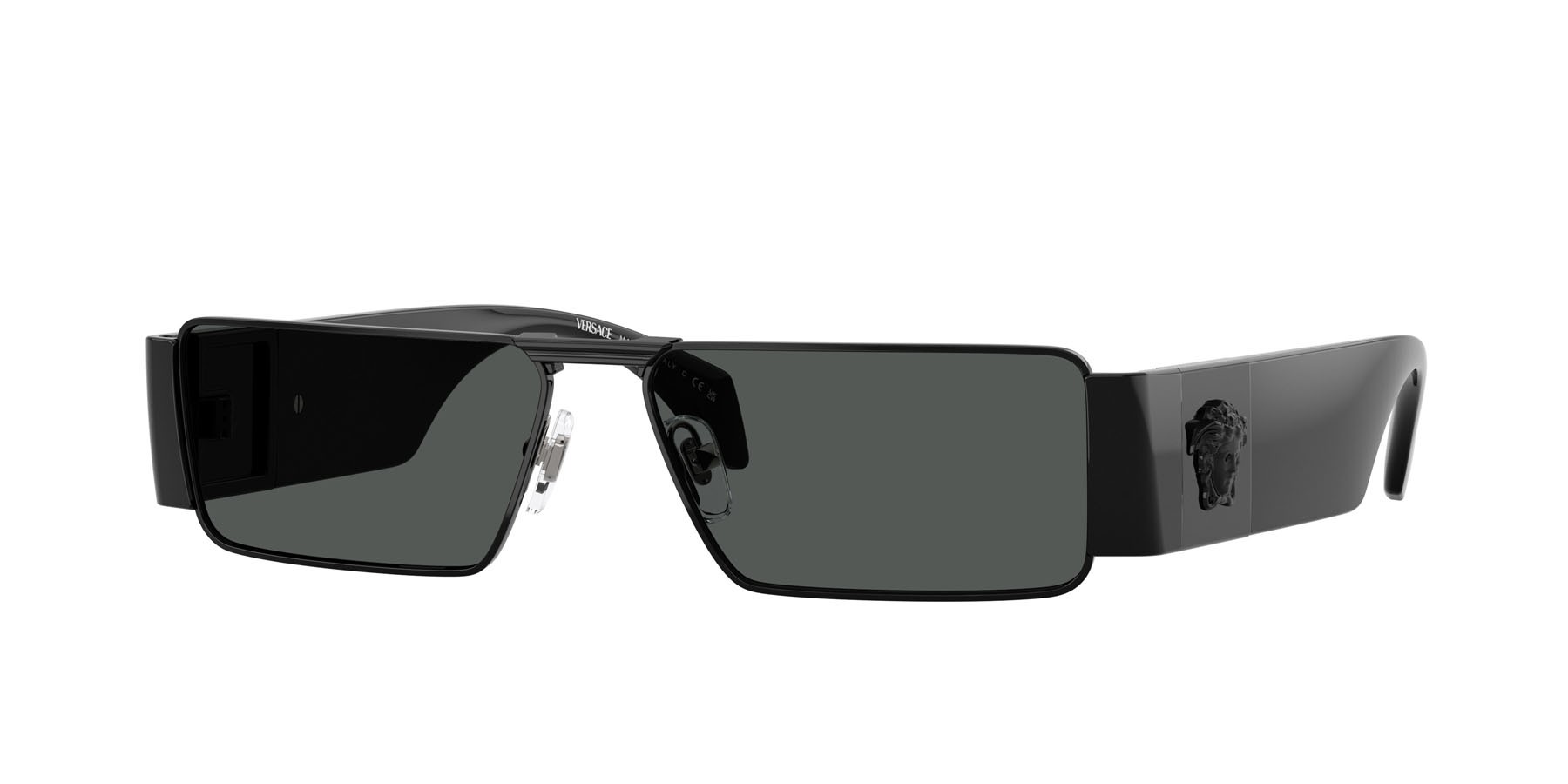 Occhiali da sole Versace VE 2286 (100987) colore nero forma rettangolare lenti grigio scuro