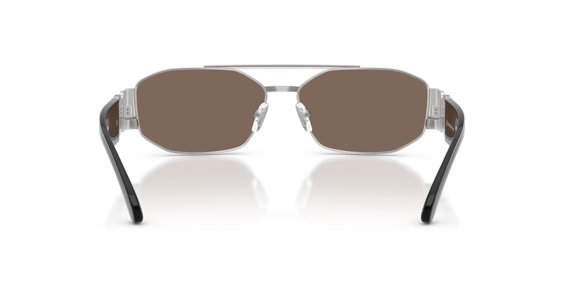 Occhiali da sole Versace VE 2287 (1000AP) colore argento forma irregolare lenti trasparente specchiata real platinum