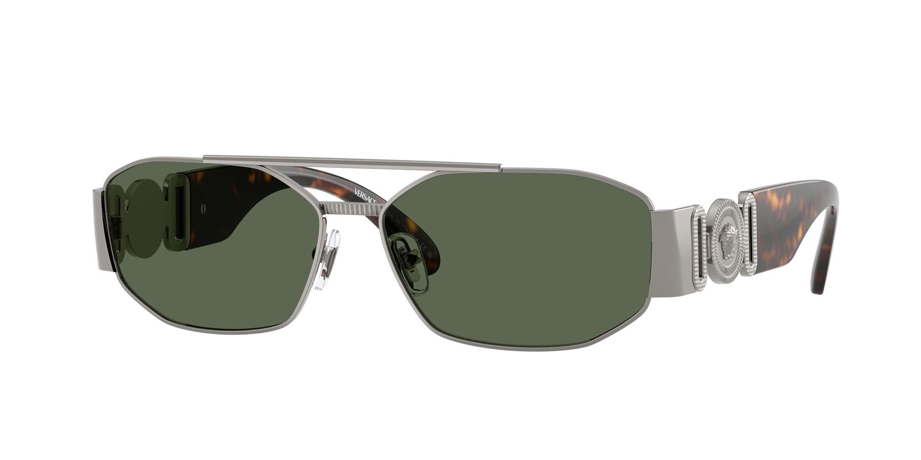 Occhiali da sole Versace VE 2287 (100171) colore gunmetal forma irregolare lenti verde scuro