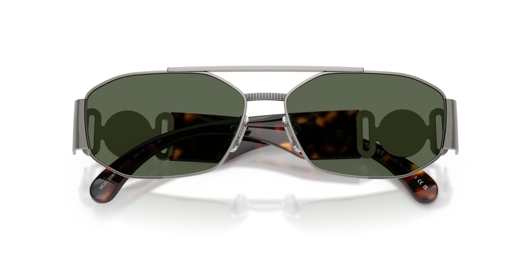 Occhiali da sole Versace VE 2287 (100171) colore gunmetal forma irregolare lenti verde scuro