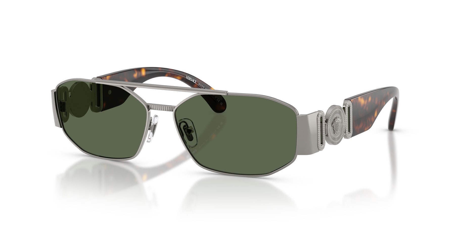 Occhiali da sole Versace VE 2287 (100171) colore gunmetal forma irregolare lenti verde scuro