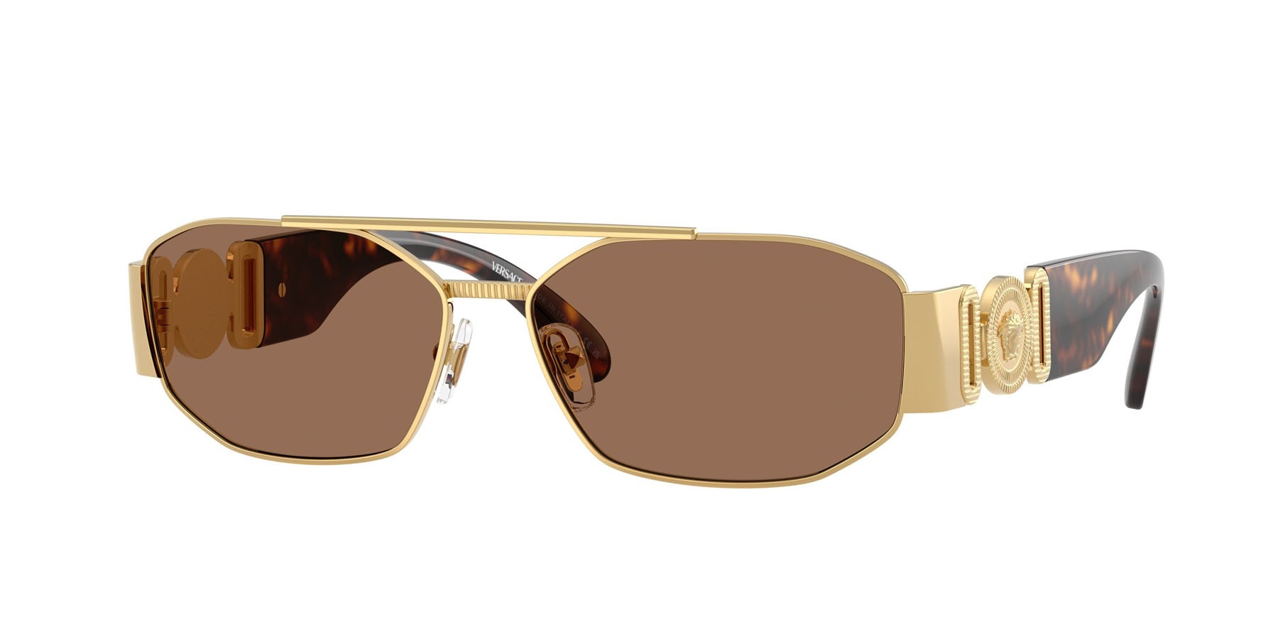 Occhiali da sole Versace VE 2287 (100273) colore oro forma irregolare lenti marrone scuro