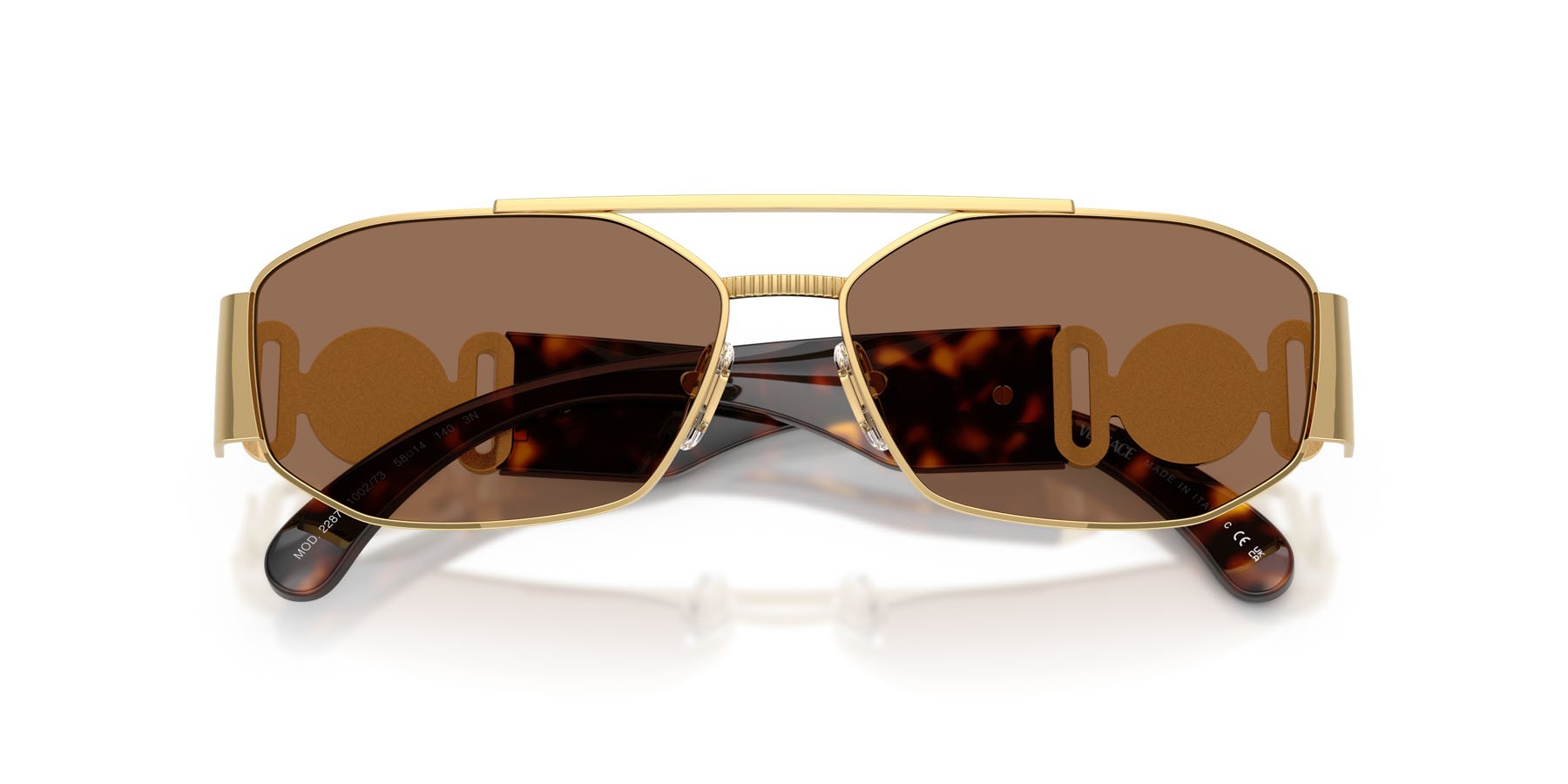 Occhiali da sole Versace VE 2287 (100273) colore oro forma irregolare lenti marrone scuro