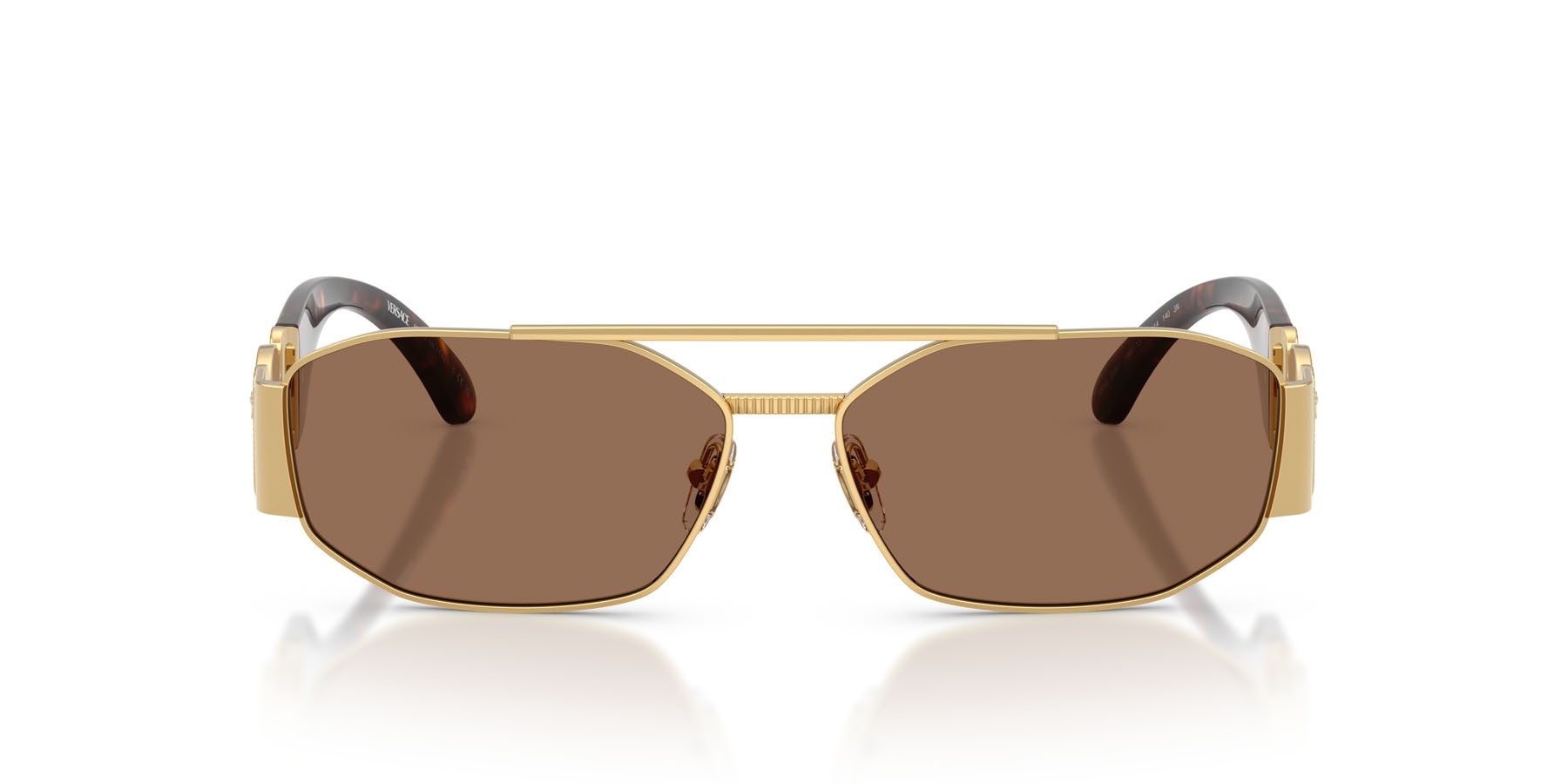 Occhiali da sole Versace VE 2287 (100273) colore oro forma irregolare lenti marrone scuro