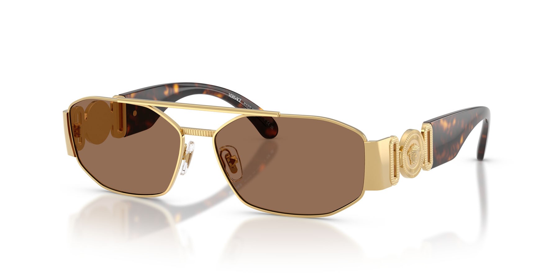 Occhiali da sole Versace VE 2287 (100273) colore oro forma irregolare lenti marrone scuro