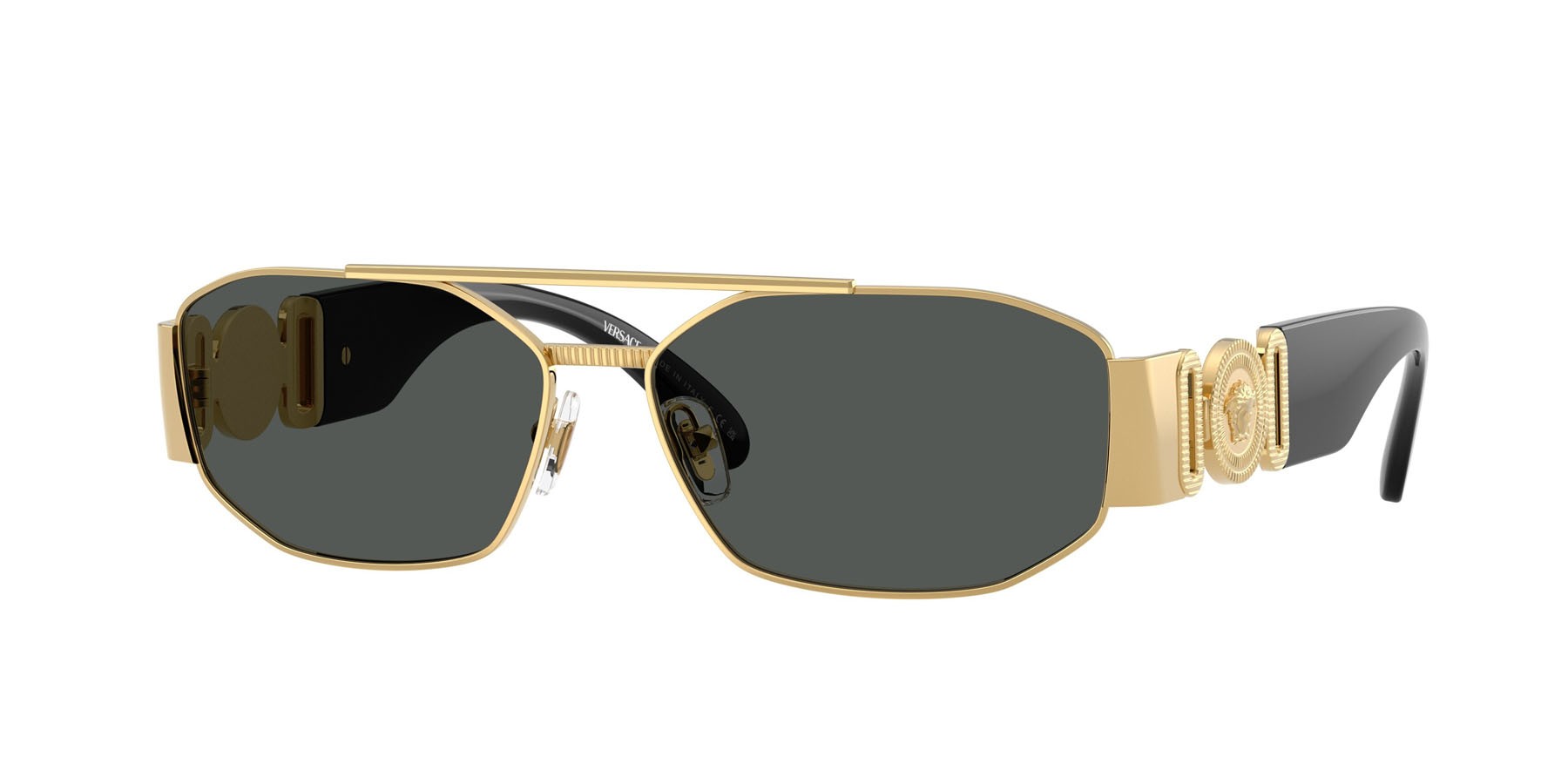 Sunglasses Versace VE 2287 (100287) color oro shape irregular lenses grigio scuro