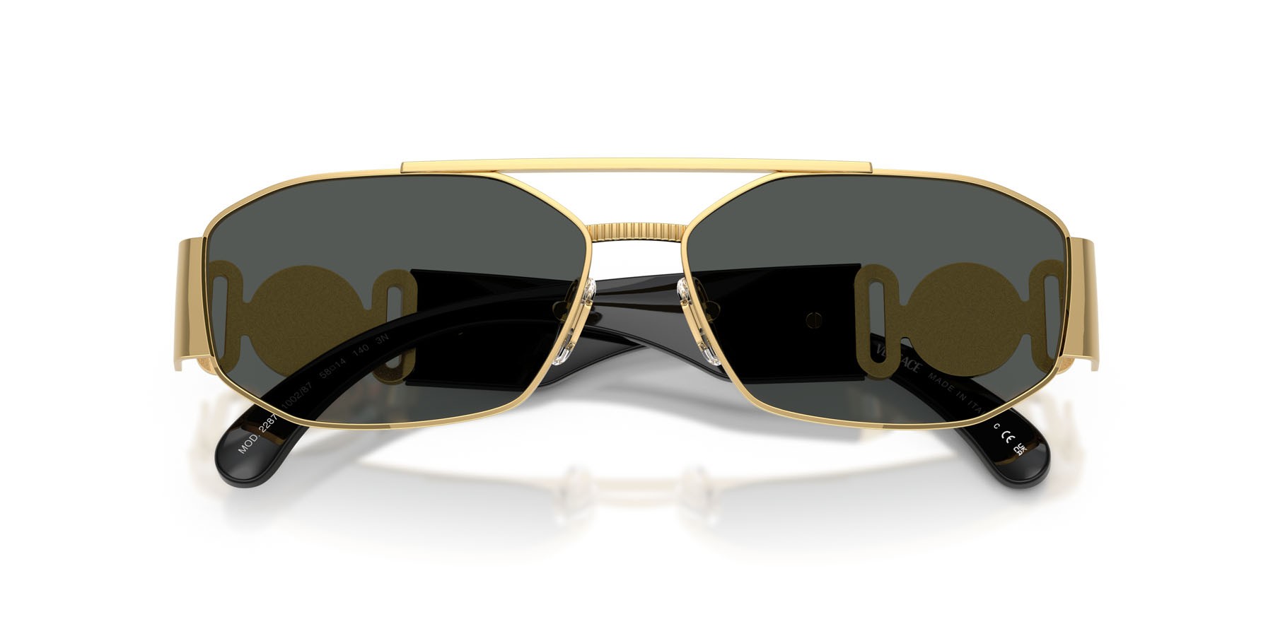 Sunglasses Versace VE 2287 (100287) color oro shape irregular lenses grigio scuro