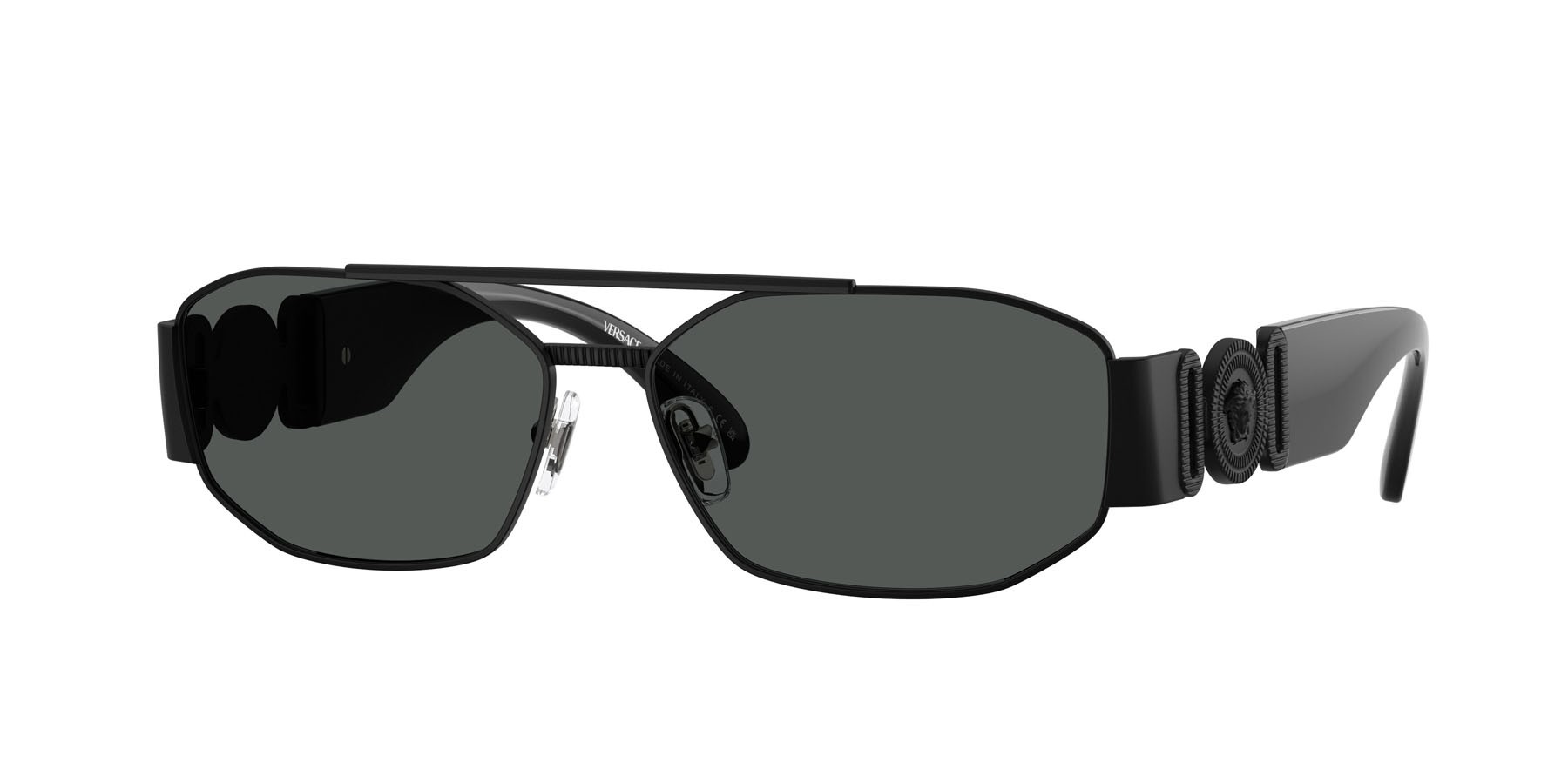 Occhiali da sole Versace VE 2287 (126187) colore nero opaco forma irregolare lenti grigio scuro