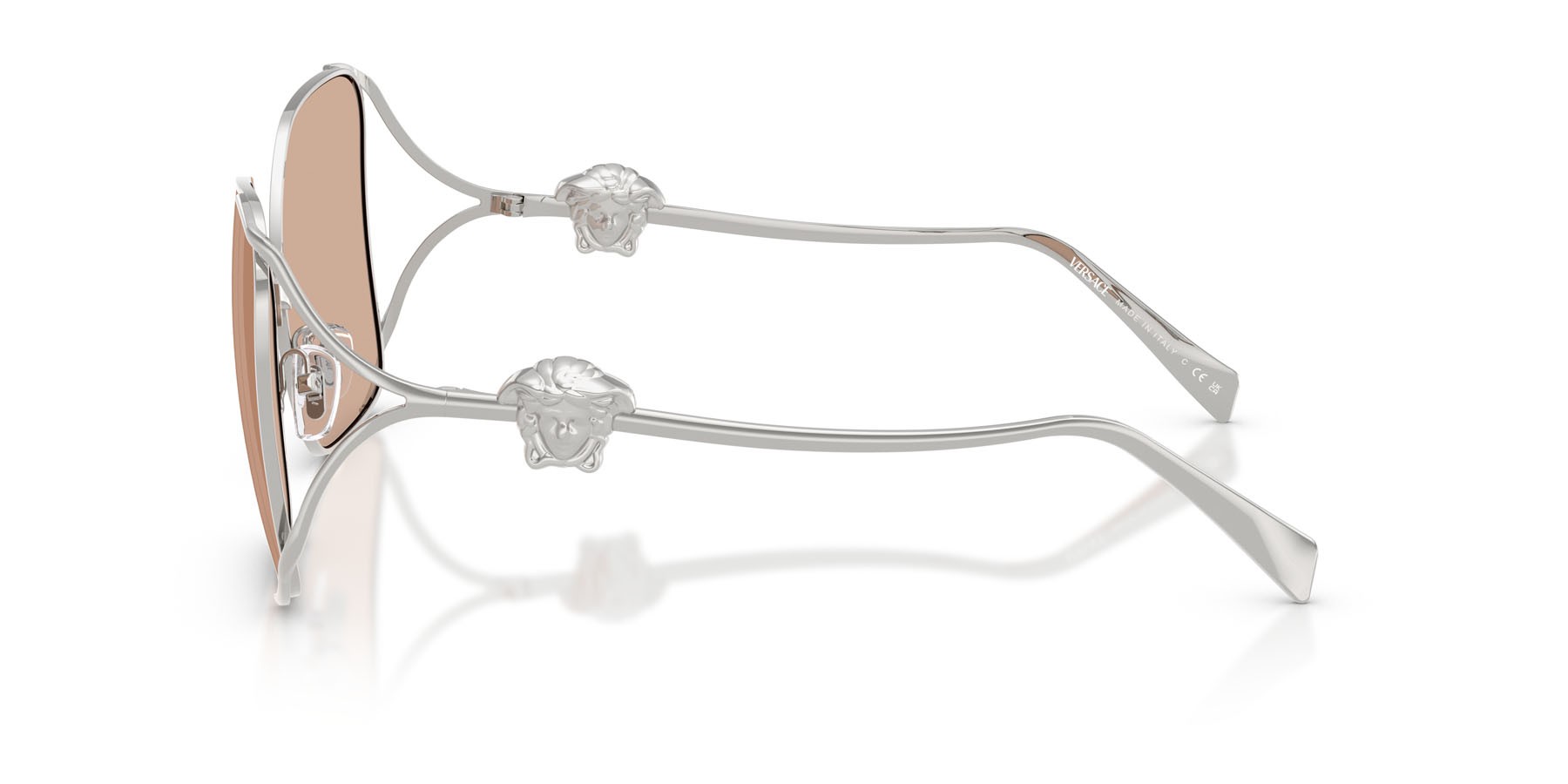 Occhiali da sole Versace VE 2288 (1001/5) colore argento forma quadrato lenti light pink mirror silver