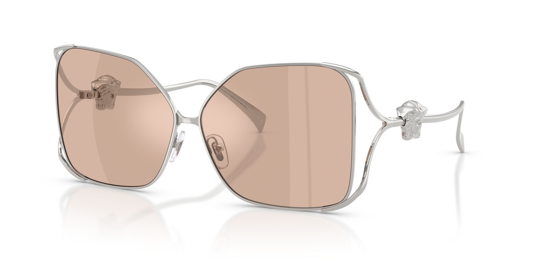 Occhiali da sole Versace VE 2288 (1001/5) colore argento forma quadrato lenti light pink mirror silver
