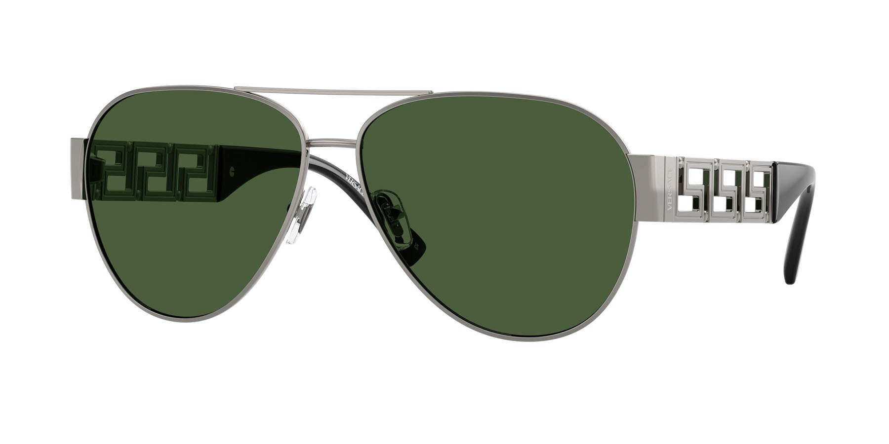 Occhiali da sole Versace VE 2289 (100071) colore gunmetal forma aviator lenti verde scuro