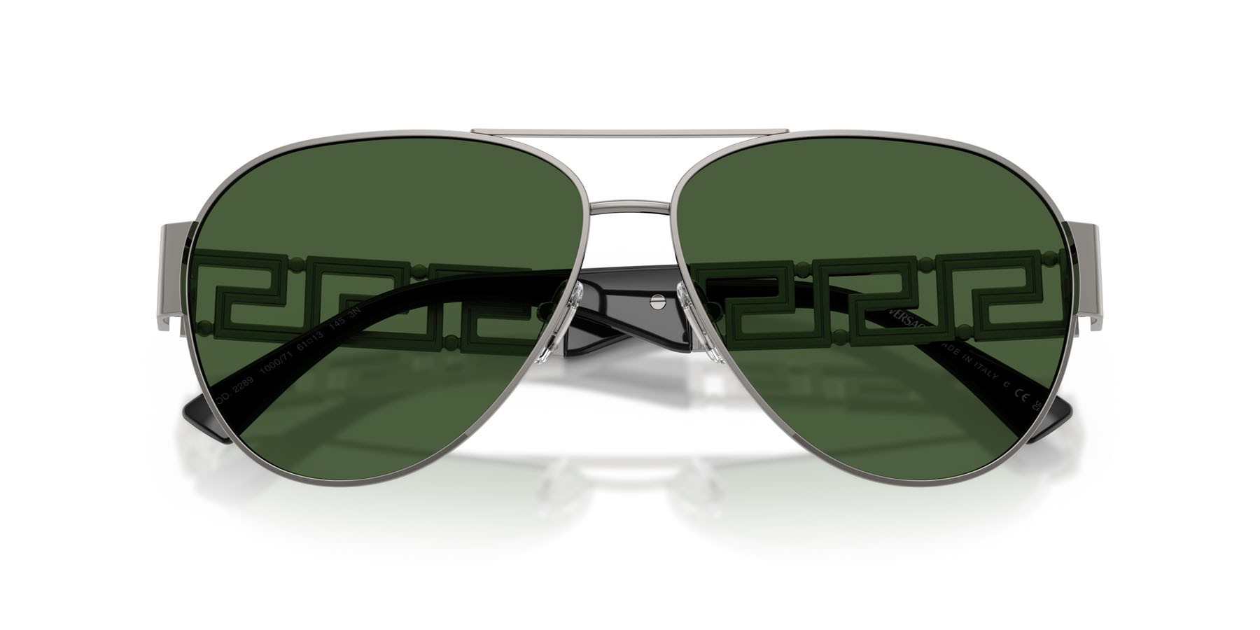 Occhiali da sole Versace VE 2289 (100071) colore gunmetal forma aviator lenti verde scuro