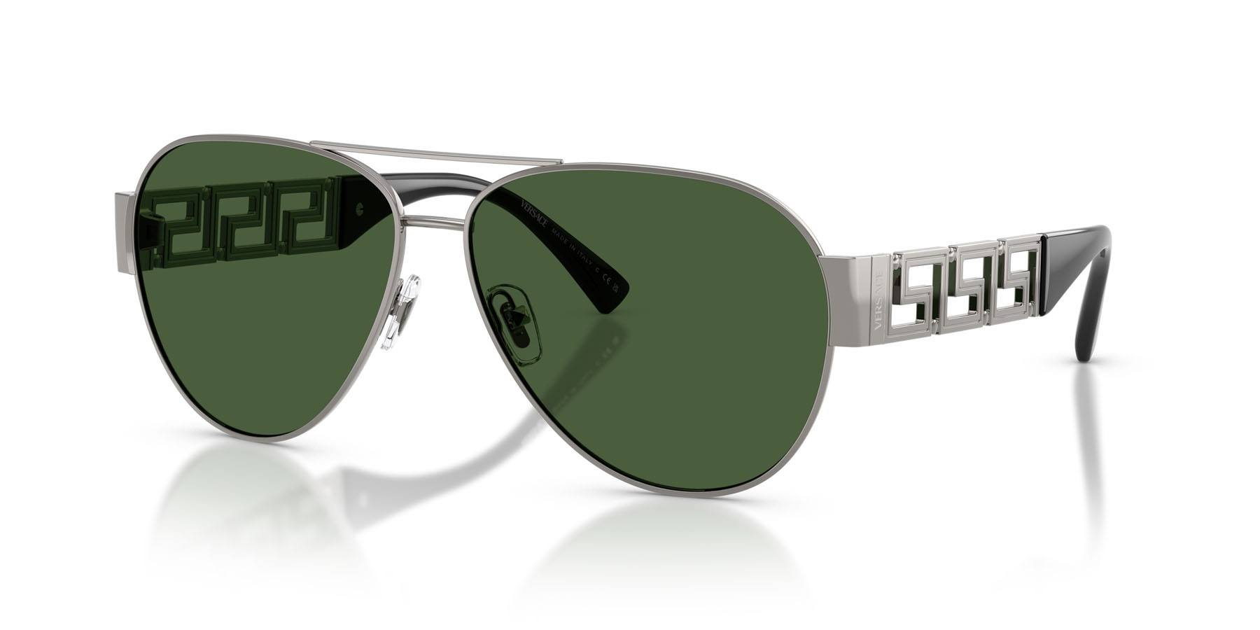 Occhiali da sole Versace VE 2289 (100071) colore gunmetal forma aviator lenti verde scuro