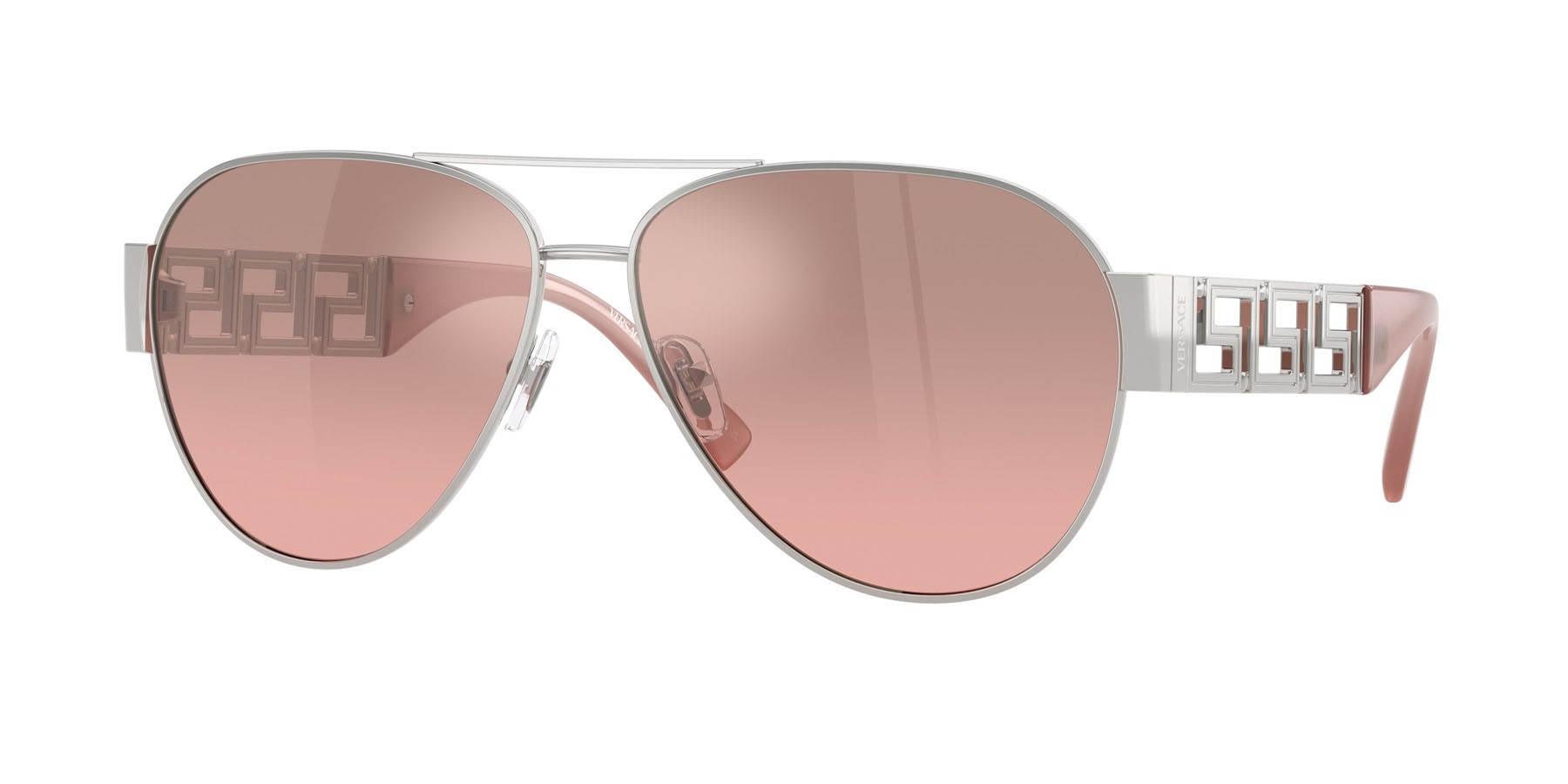 Occhiali da sole Versace VE 2289 (10017E) colore argento forma aviator lenti rosa sfumato argento a specchio