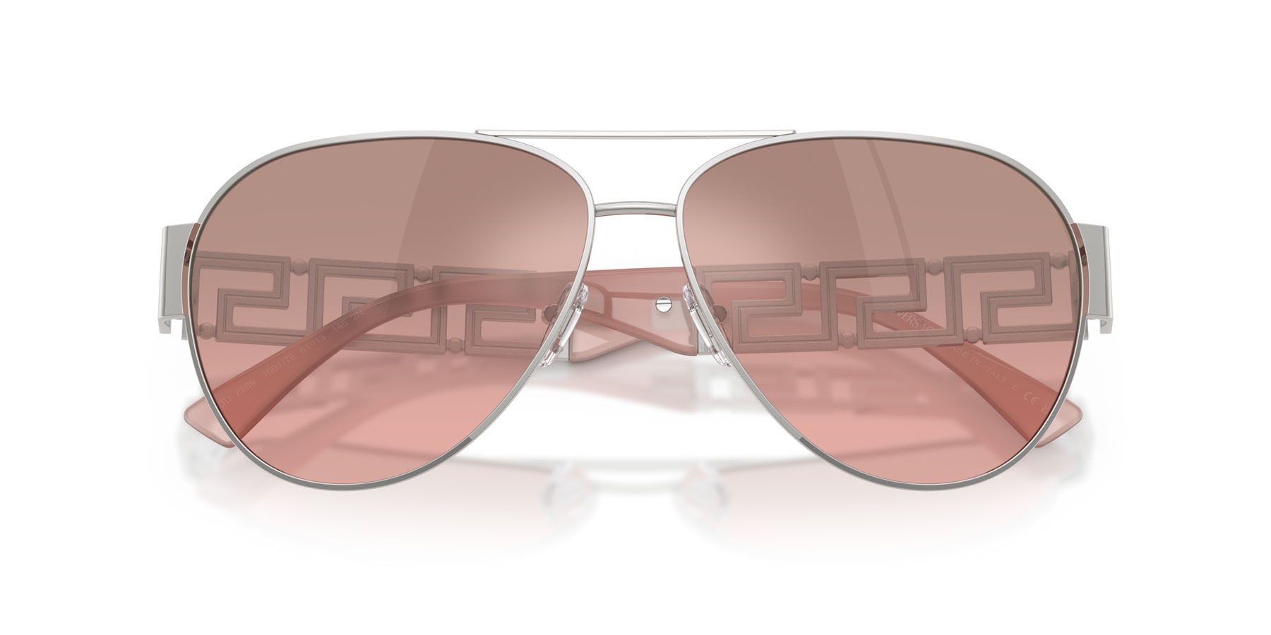 Occhiali da sole Versace VE 2289 (10017E) colore argento forma aviator lenti rosa sfumato argento a specchio