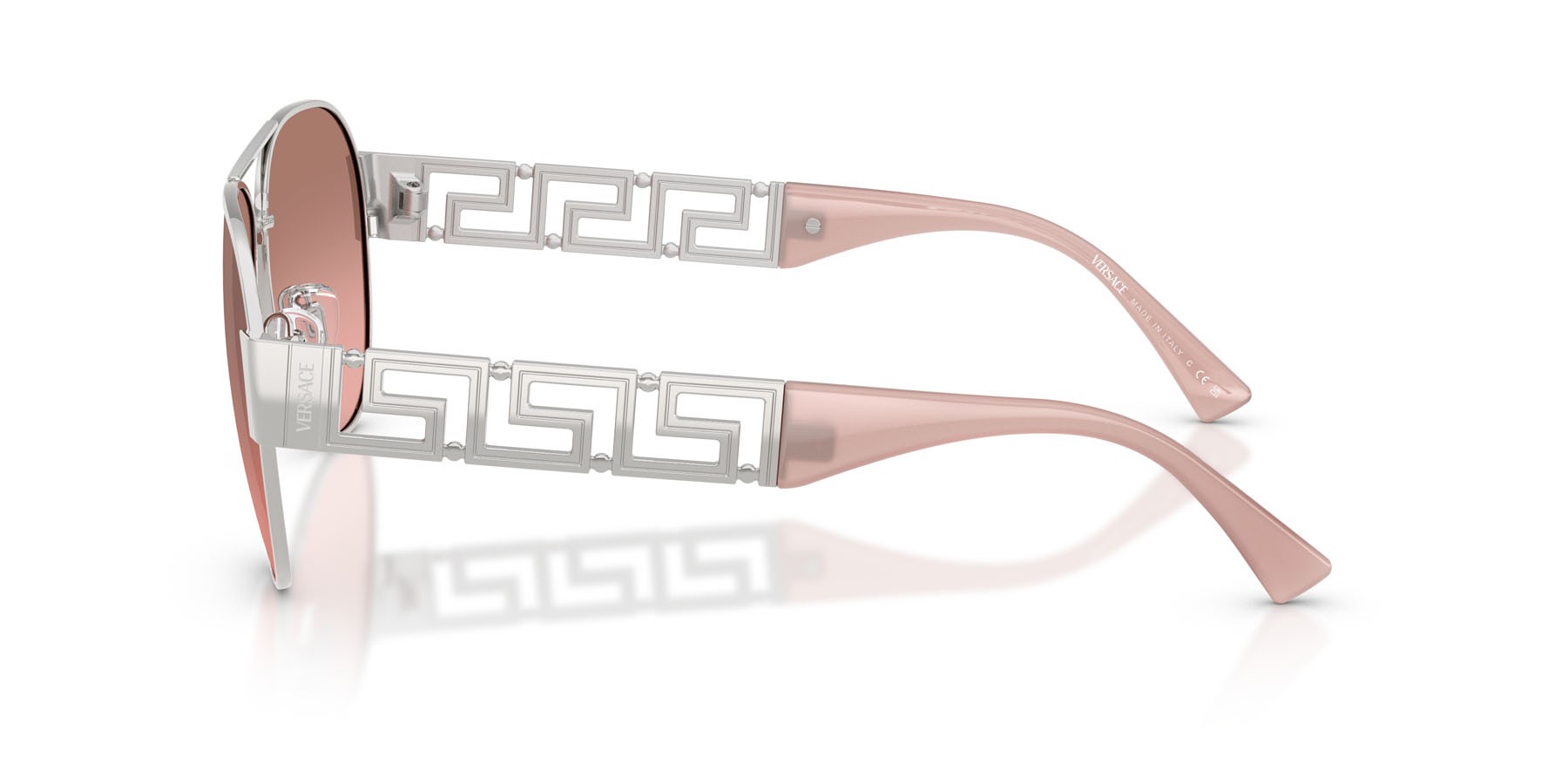 Occhiali da sole Versace VE 2289 (10017E) colore argento forma aviator lenti rosa sfumato argento a specchio