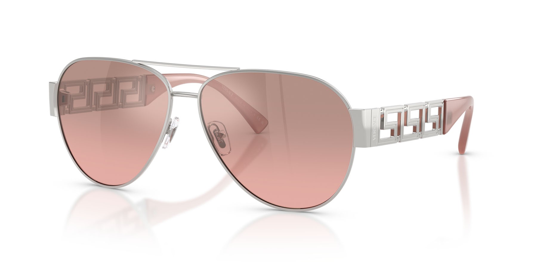 Occhiali da sole Versace VE 2289 (10017E) colore argento forma aviator lenti rosa sfumato argento a specchio